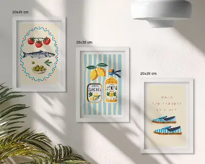 Bilderwand mit italienischen Aromen und Lebensart in farbenfrohen Motiven