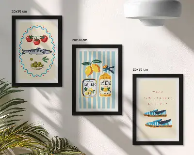 Bilderwand mit italienischen Aromen und Lebensart in farbenfrohen Motiven