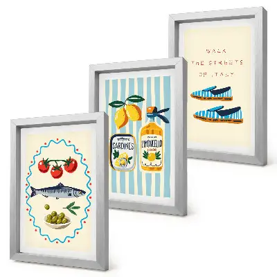 Bilderwand mit italienischen Aromen und Lebensart in farbenfrohen Motiven