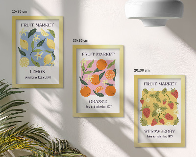Bilderwand Fruchtposter mit Zitronen, Orangen und Erdbeeren