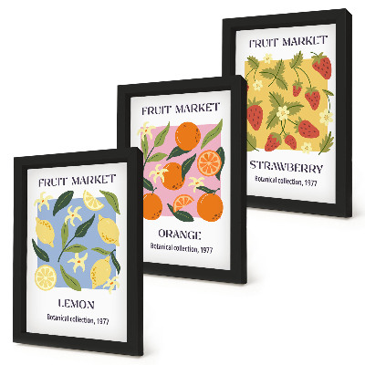 Bilderwand Fruchtposter mit Zitronen, Orangen und Erdbeeren