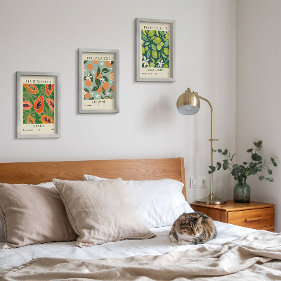 Fotowand Vintage-Poster mit Fruchtmustern