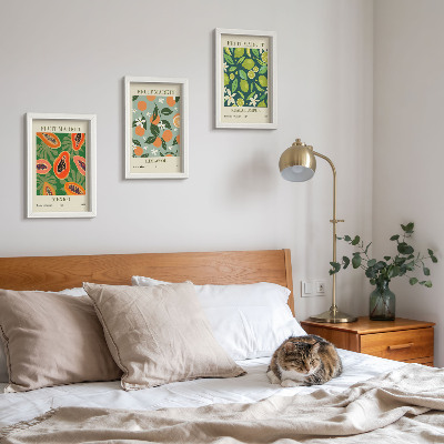 Fotowand Vintage-Poster mit Fruchtmustern