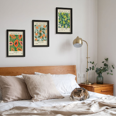 Fotowand Vintage-Poster mit Fruchtmustern