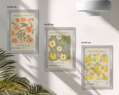 Bilderwand Fruchtpostermuster im Retro-Stil