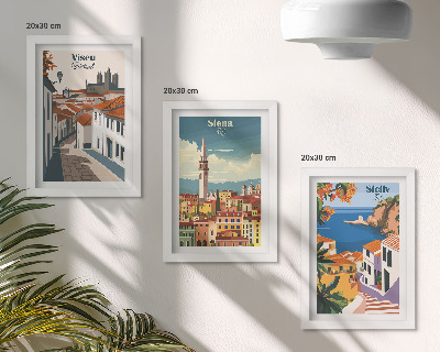 Fotowand Retro-Illustrationen berühmter Städte aus aller Welt