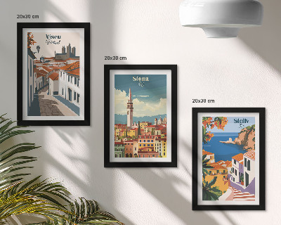 Fotowand Retro-Illustrationen berühmter Städte aus aller Welt