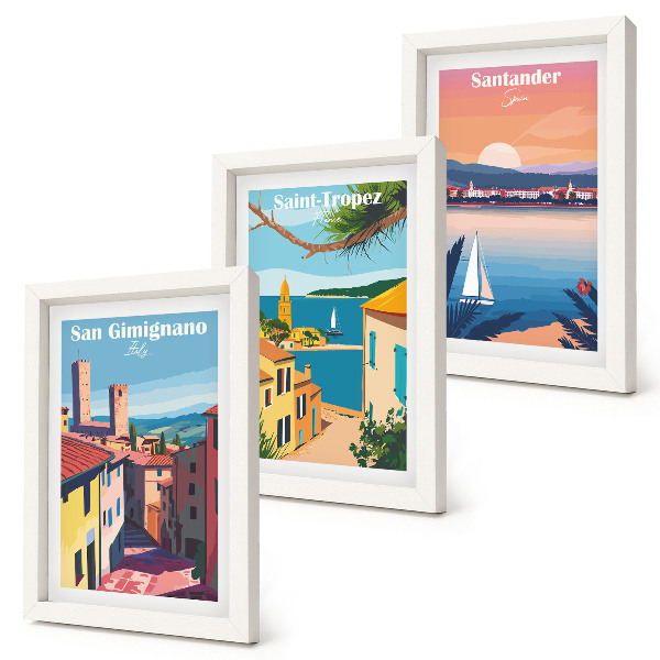 Bilderwand Italienische Städte und nostalgische Küstenlandschaften