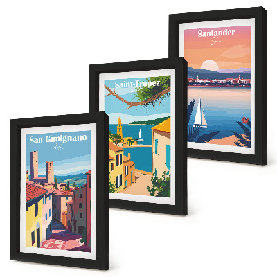 Bilderwand Italienische Städte und nostalgische Küstenlandschaften