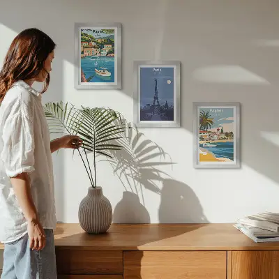 Fotowand mit Ansichten von Küstenstädten und deren Architektur