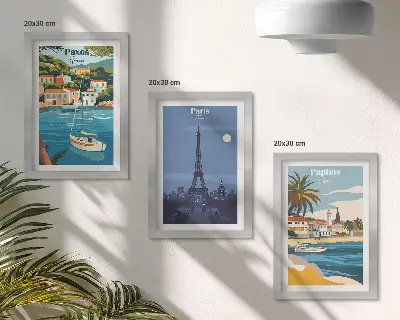 Fotowand mit Ansichten von Küstenstädten und deren Architektur