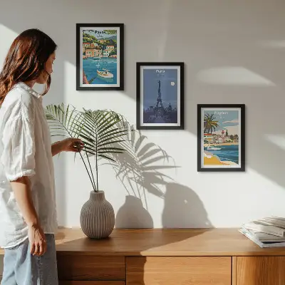 Fotowand mit Ansichten von Küstenstädten und deren Architektur