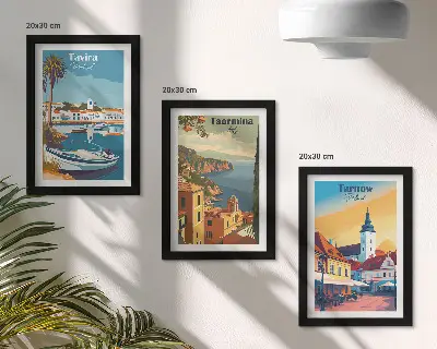 Fotowand mit Ansichten von Küstenstädten und ihrer Architektur