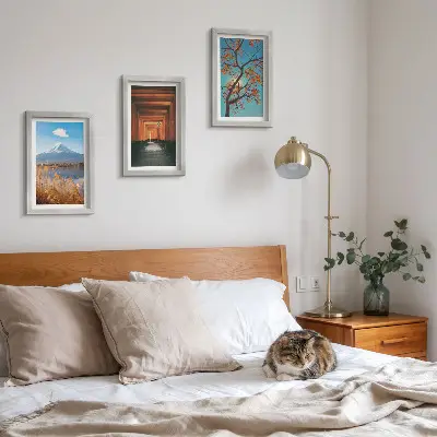 Bilderwand mit japanischen Landschaften, Natur und Architektur Asiens