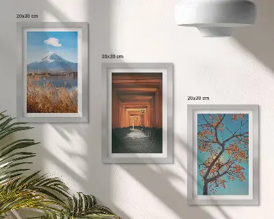 Bilderwand mit japanischen Landschaften, Natur und Architektur Asiens