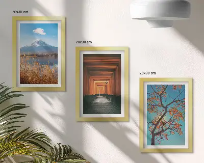 Bilderwand mit japanischen Landschaften, Natur und Architektur Asiens