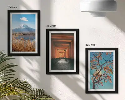 Bilderwand mit japanischen Landschaften, Natur und Architektur Asiens
