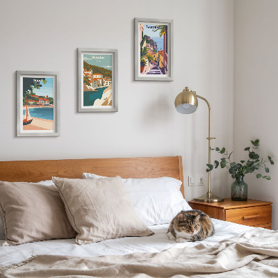 Bilderwand Stilvolle Illustrationen mit Küstenstadtansichten