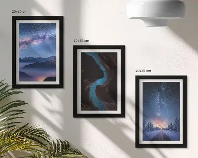 Fotowand mit Motiv von Nachthimmel, Bergen, Schlucht und Winterlandschaft