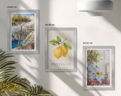 Fotowand Blick auf Positano mit Zitronenbäumen in der Sonne