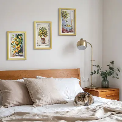 Bilderwand mit Zitronenbäumen und Früchten in sonniger Lage