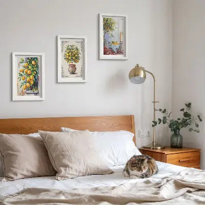 Bilderwand mit Zitronenbäumen und Früchten in sonniger Lage