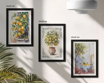 Bilderwand mit Zitronenbäumen und Früchten in sonniger Lage