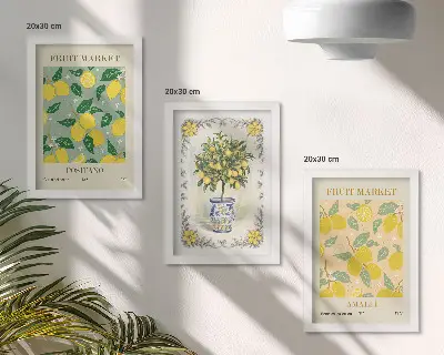 Italienische Poster mit Zitrusbäumen und Früchten bilderset mit rahmen