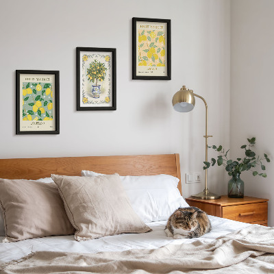 Bilderset mit rahmen Italienische Poster mit Zitrusbäumen und Früchten