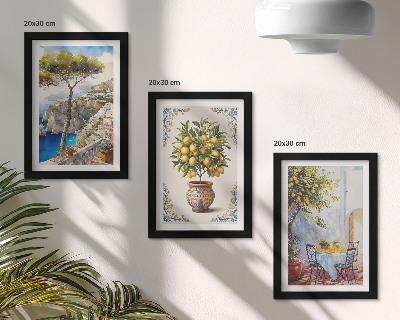 Bilderwand Meerblick mit Zitronenbaum und Gartentisch