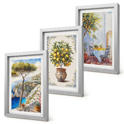 Bilderwand Meerblick mit Zitronenbaum und Gartentisch