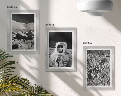 Bilderwand Mondfotos mit Astronaut und Fußabdruck