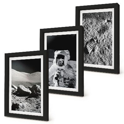 Bilderwand Mondfotos mit Astronaut und Fußabdruck
