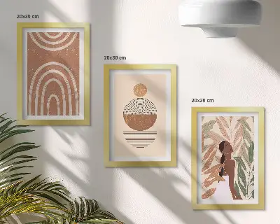 Fotowand mit stilvollen Mustern aus Pflanzenmotiven und geometrischen Formen