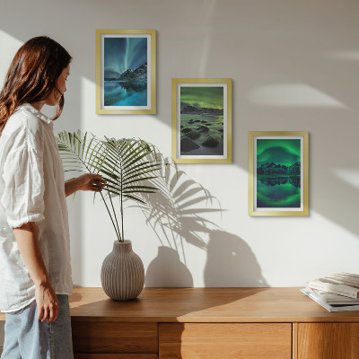 Bilderwand Winterlandschaft mit Nordlichtern und Bergen