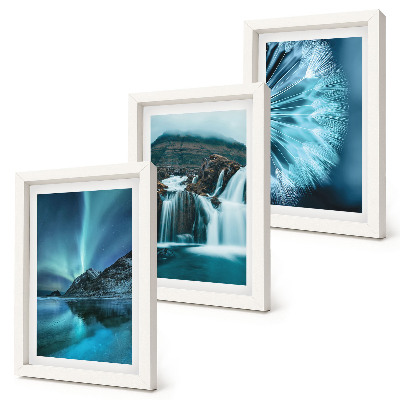 Bilderwand Winterlandschaften mit Wasserfällen und Nordlichtern