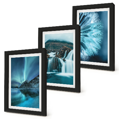 Bilderwand Winterlandschaften mit Wasserfällen und Nordlichtern