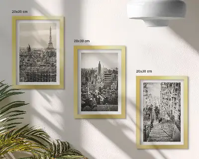 Fotowand mit Stadtansichten von Paris und New York sowie einer charmanten Treppe