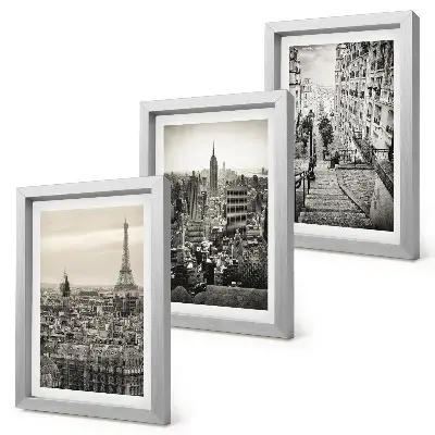 Fotowand mit Stadtansichten von Paris und New York sowie einer charmanten Treppe