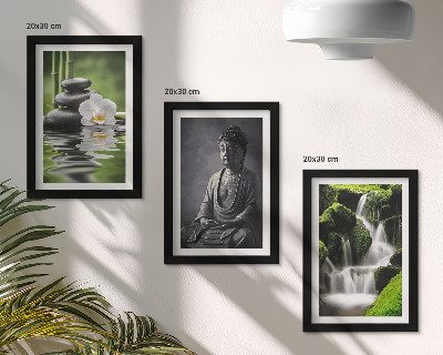 Bilderset mit rahmen Entspannende Zen-Gemälde mit Wasser, Steinen und Buddha