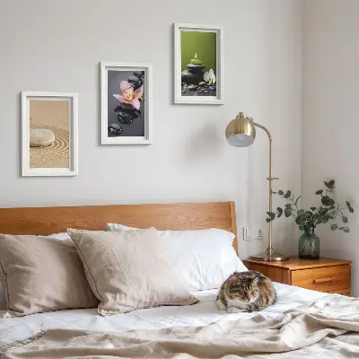 Bilderset mit Rahmen entspannende Steinmotive für eine Atmosphäre von Frieden und Zen