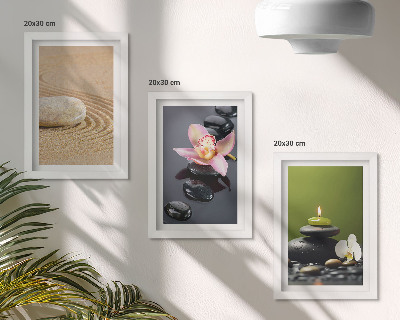 Bilderset mit rahmen Entspannende Steinmotive, die Frieden und Zen symbolisieren.