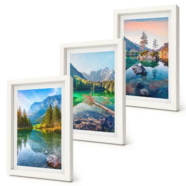 Bilderwand mit Bergseen und umgebender Naturlandschaft