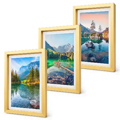 Bilderwand mit Bergseen und umgebender Naturlandschaft