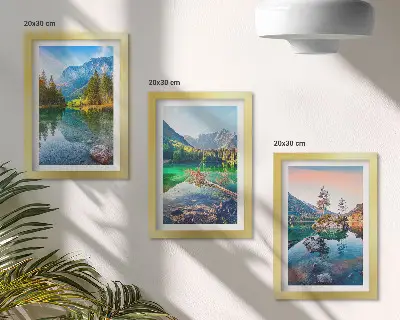 Bilderwand mit Bergseen und umgebender Naturlandschaft