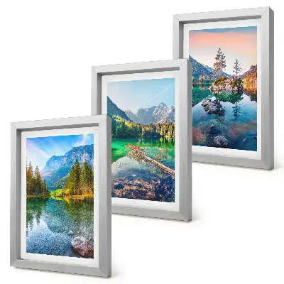 Bilderwand mit Bergseen und umgebender Naturlandschaft