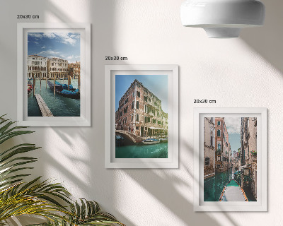 Bilderset mit rahmen Ansichten von Venedig mit Kanälen und städtischer Architektur