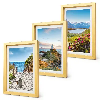 Bilderwand mit Motiv von Leuchtturm, Strand, Bergen und Blumen