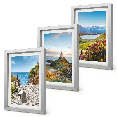 Bilderwand mit Motiv von Leuchtturm, Strand, Bergen und Blumen