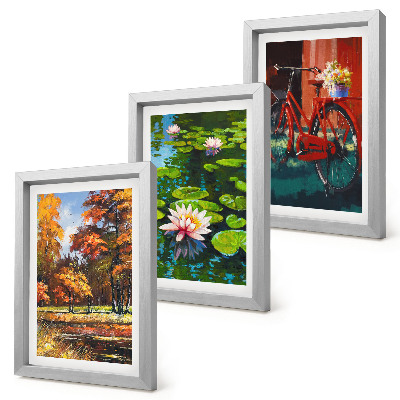 Bilderwand Herbstfarben, Seerosenteich, Fahrrad auf der Terrasse